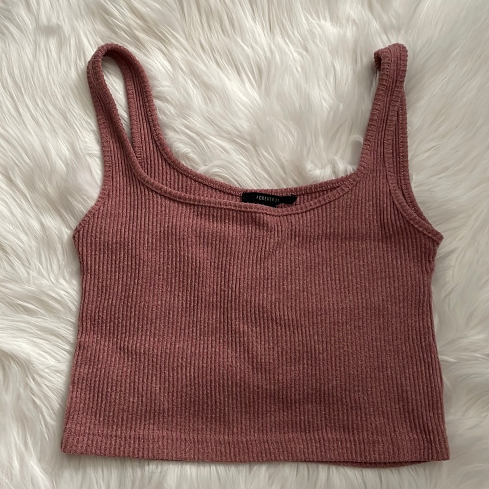 Pink ribbed crop tank top size L